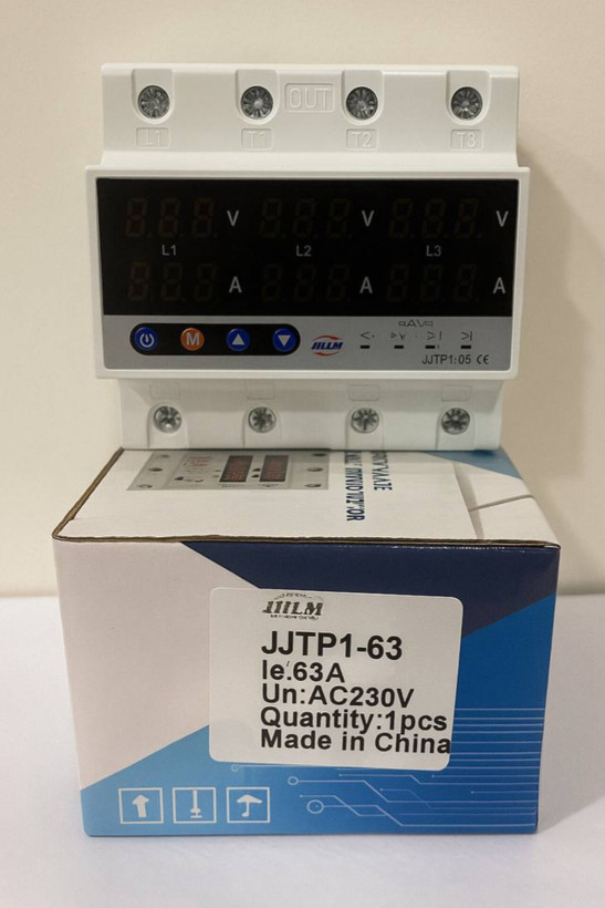 محافظ ولتاژ و جریان ۶۳ آمپر سه فاز مدل JJTP1-63 برند جیوجی