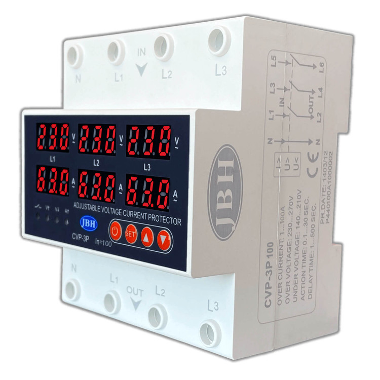 محافظ ولتاژ سه فاز مدل CVP3-100 ظرفیت ۶۳ آمپر جی بی اچ (JBH)
