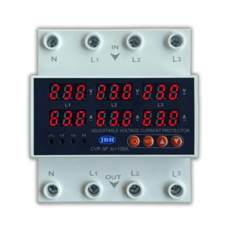 محافظ ولتاژ و جریان سه فاز JBH مدل CVP-3P ظرفیت ۱۰۰ آمپر
