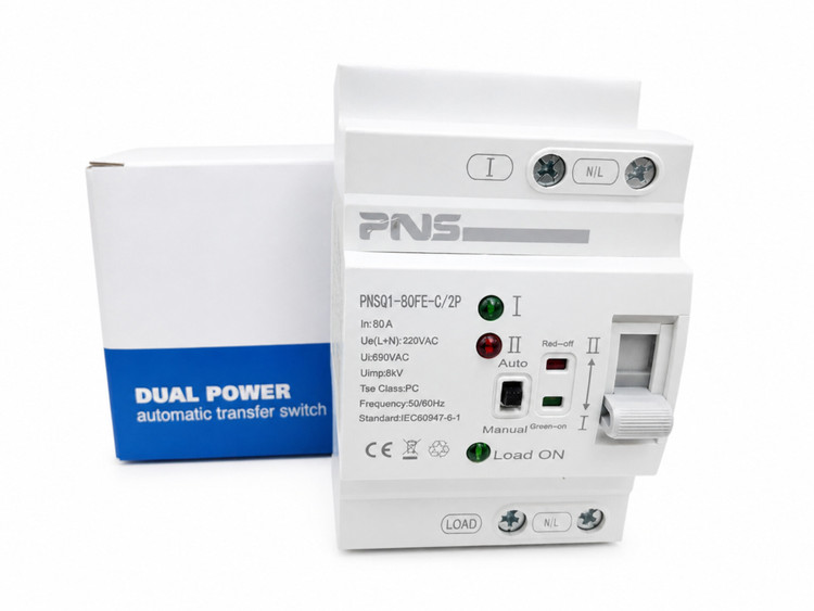 کلید چنجاور موتوردار تکفاز 80 آمپر PNS مدل PNSQ1-80FE-C/2P